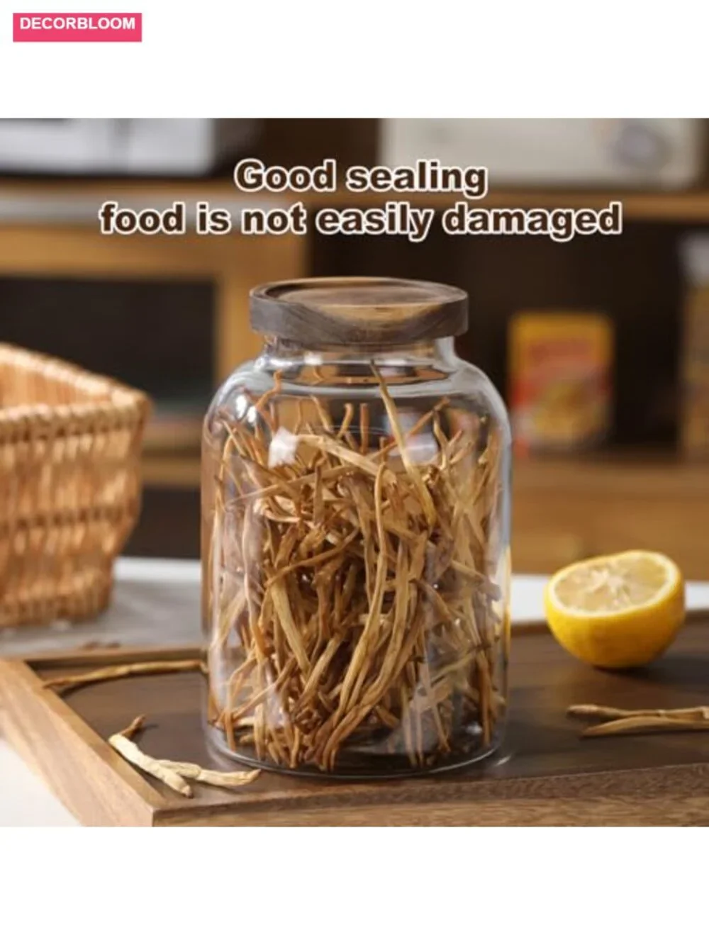 2-Pack Glass Storage Jars with Wooden Lids 41oz Airtight Canisters